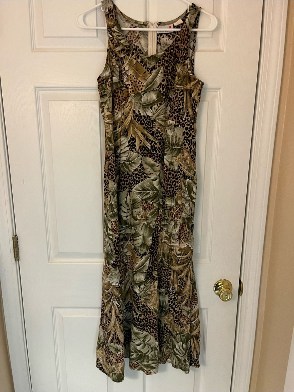 Scarlett Olive and Brown Tropical Leaf & Leopard Print Dress